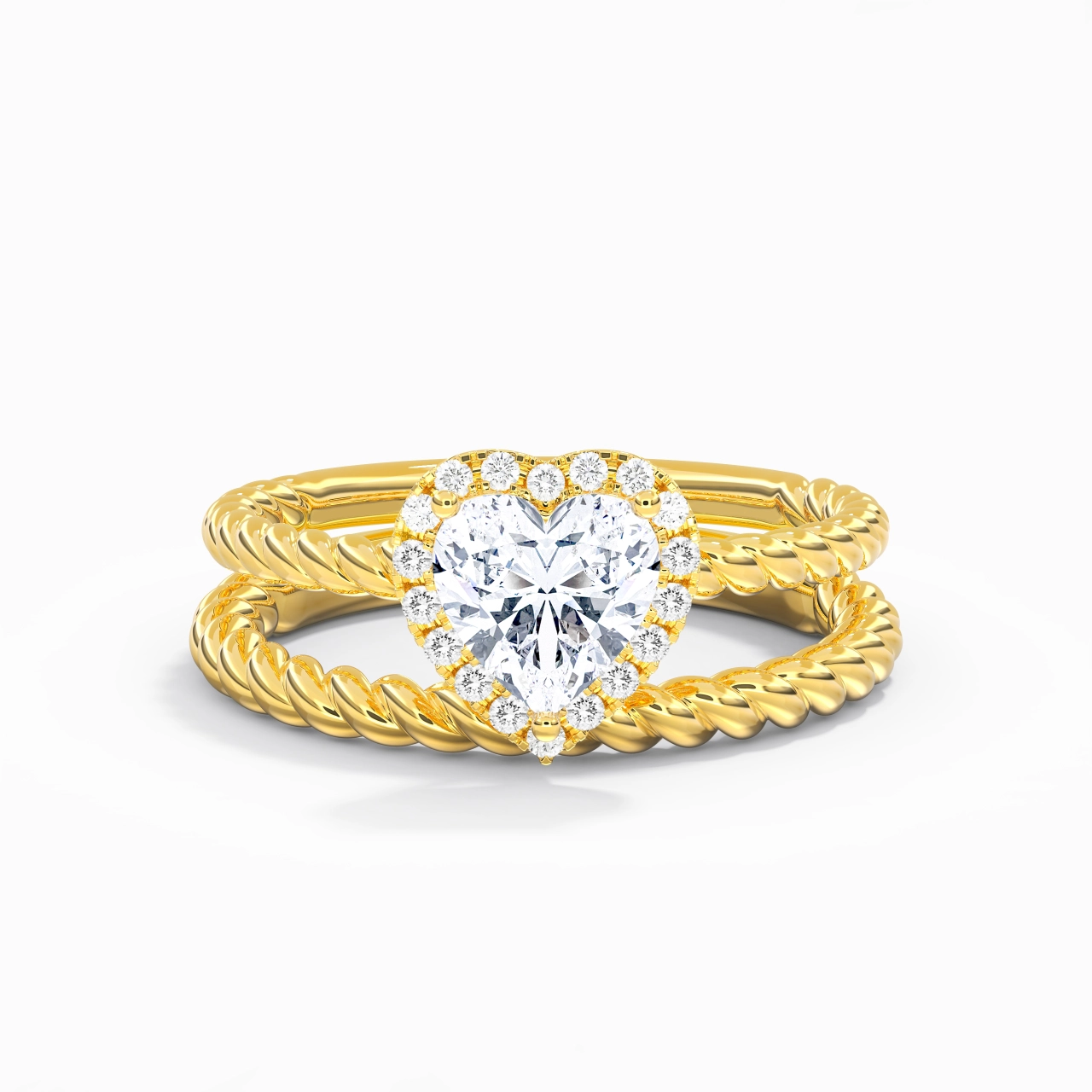 925 Sterling Silver Halo Twist Wedding Ring Set