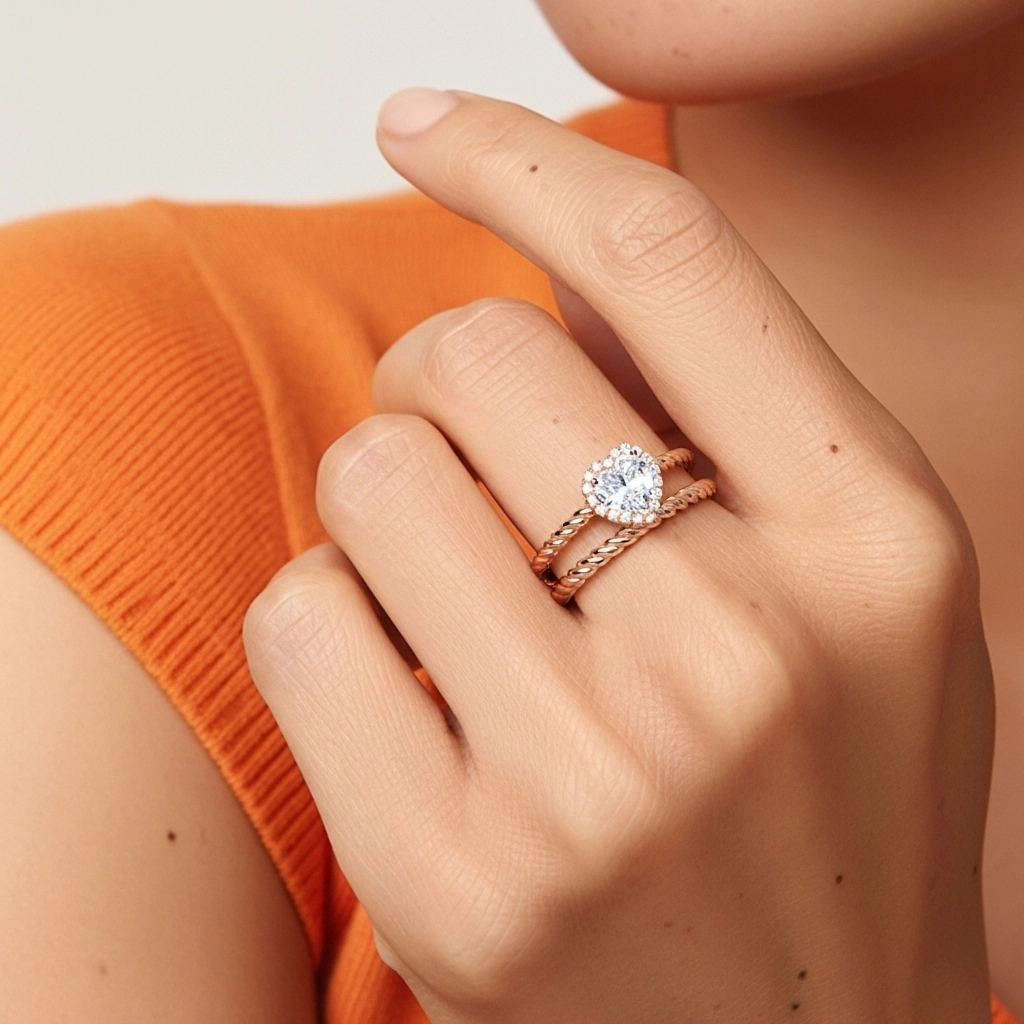 Argent sterling 925 Halo Tourner Ensemble d'alliances