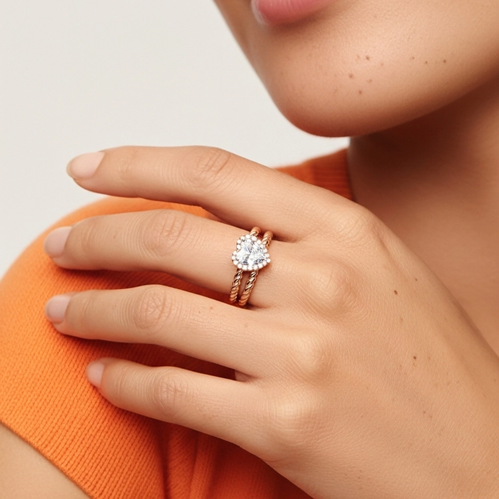 Argent sterling 925 Halo Tourner Ensemble d'alliances