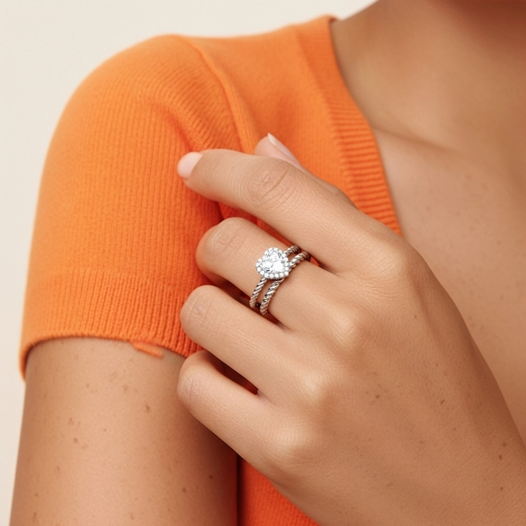 Argent sterling 925 Halo Tourner Ensemble d'alliances