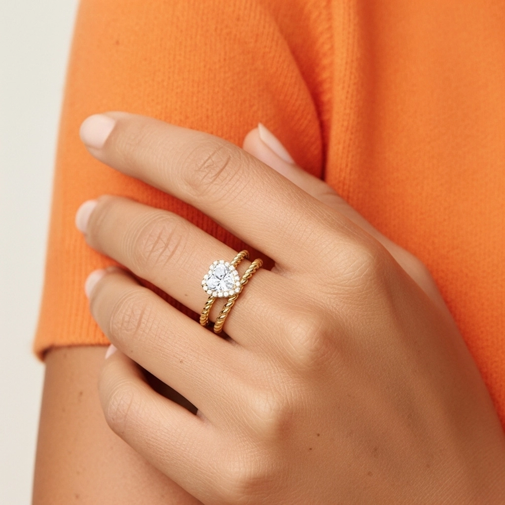 Argent sterling 925 Halo Tourner Ensemble d'alliances