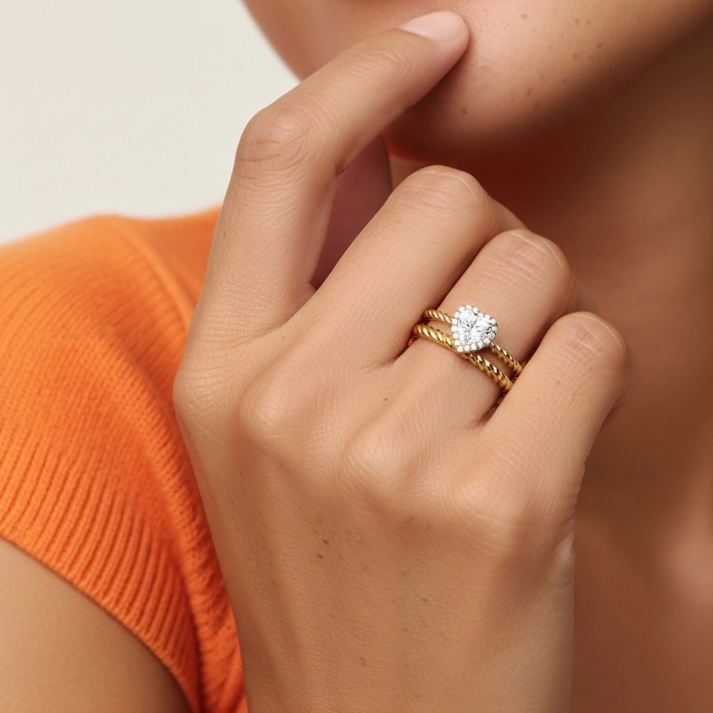 Argent sterling 925 Halo Tourner Ensemble d'alliances