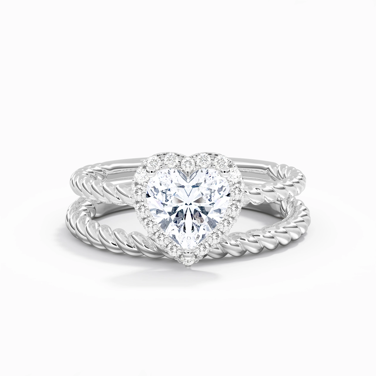 925 Sterling Silver Halo Twist Wedding Ring Set