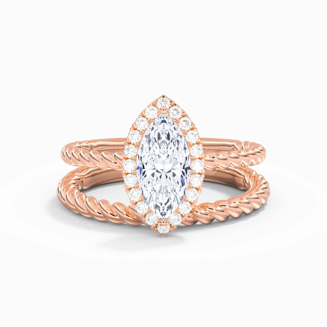 925 Sterling Silver Halo Twist Wedding Ring Set