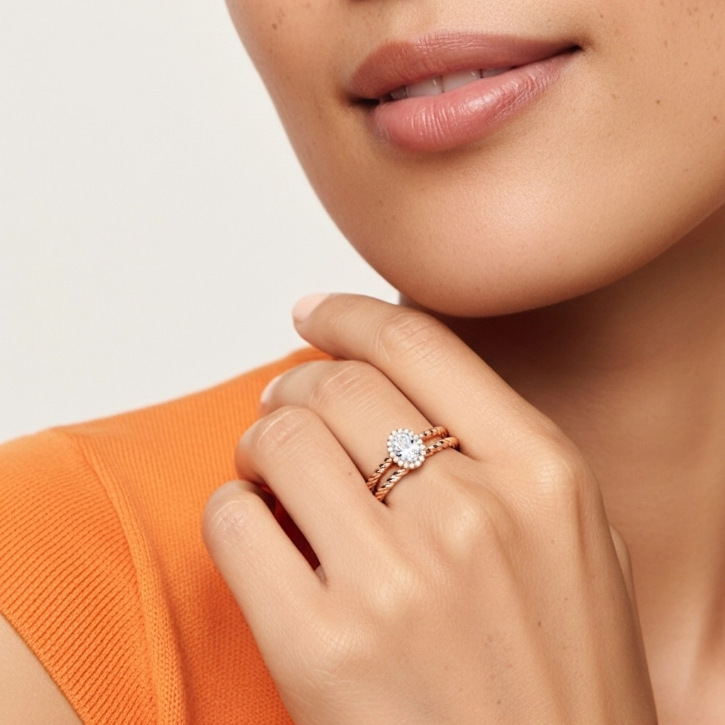 Argent sterling 925 Halo Tourner Ensemble d'alliances