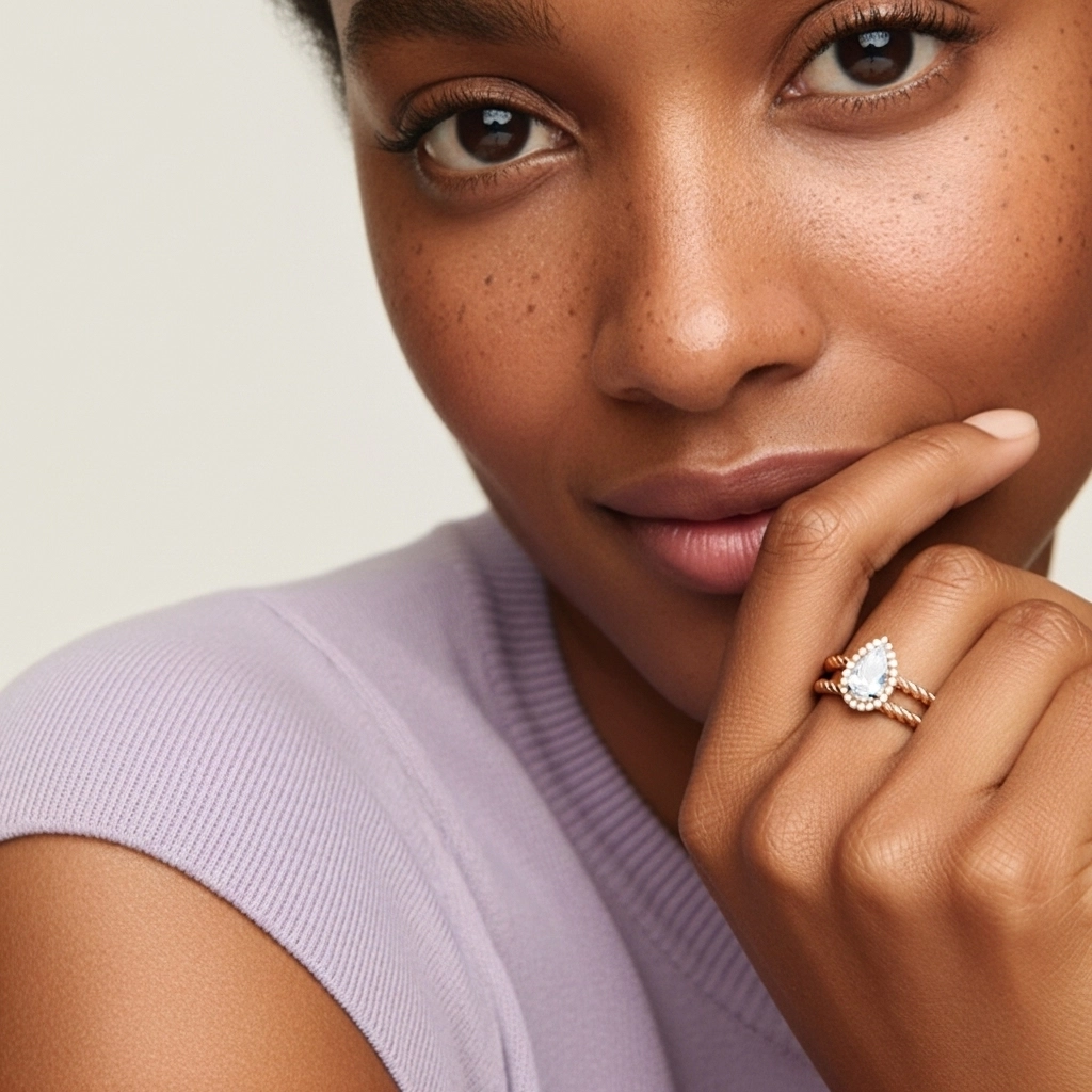 Or rose 18 carats Halo Tourner Ensemble d'alliances