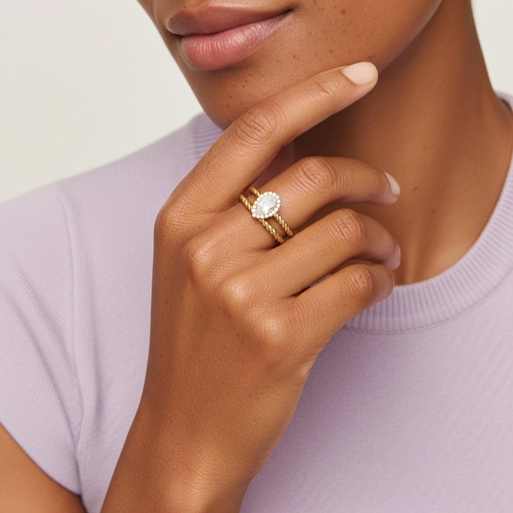 Or 14 carats Halo Tourner Ensemble d'alliances