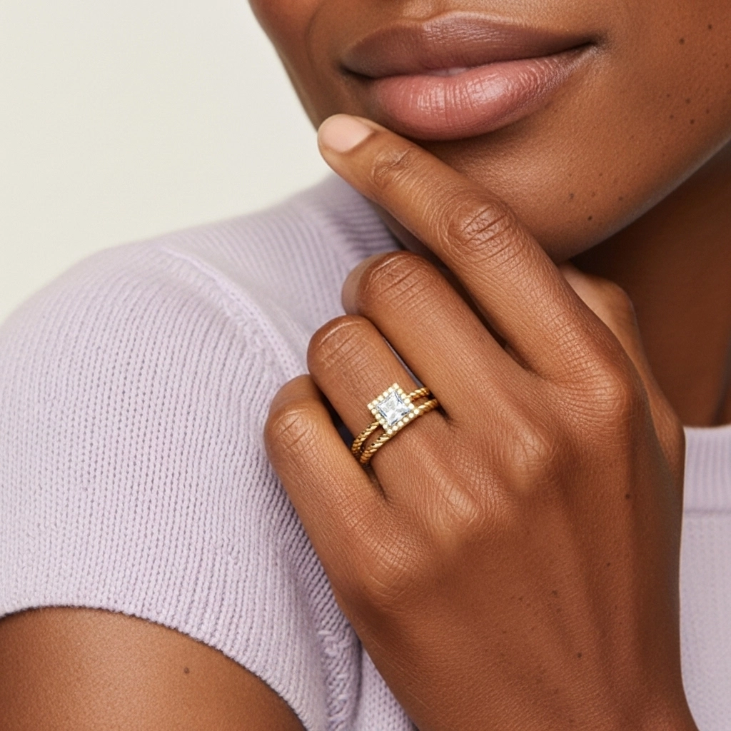 Argent sterling 925 Halo Tourner Ensemble d'alliances