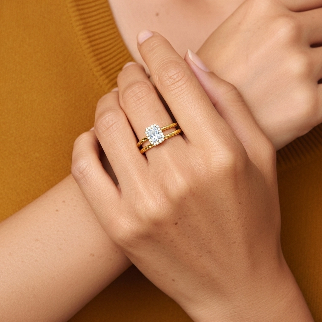 Argent sterling 925 Halo Tourner Ensemble d'alliances