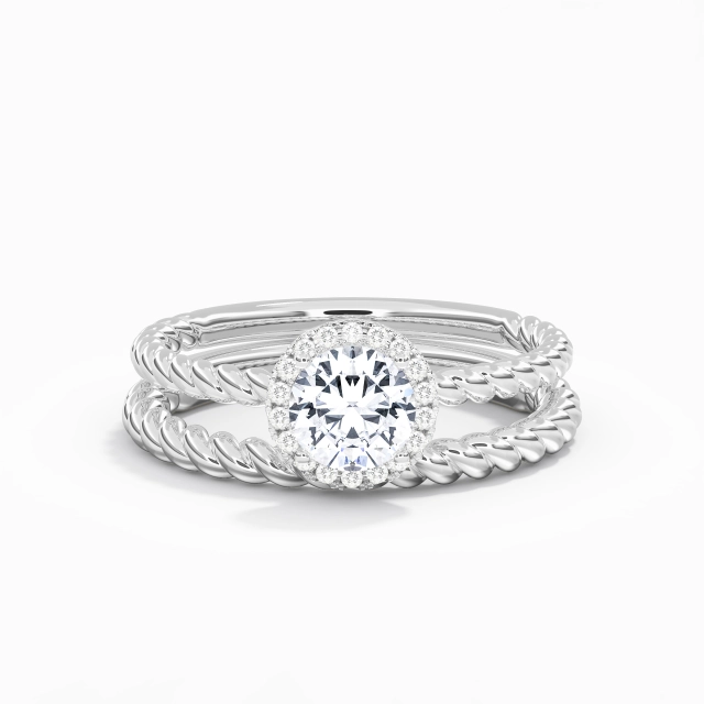White Gold Halo Antique Spiral Wire 1.00ct Moissanite Wedding Ring Set Twist 925 Sterling Silver White Gold Halo Antique Spiral Wire 1.00ct Moissanite Wedding Ring Set Twist 925 Sterling Silver