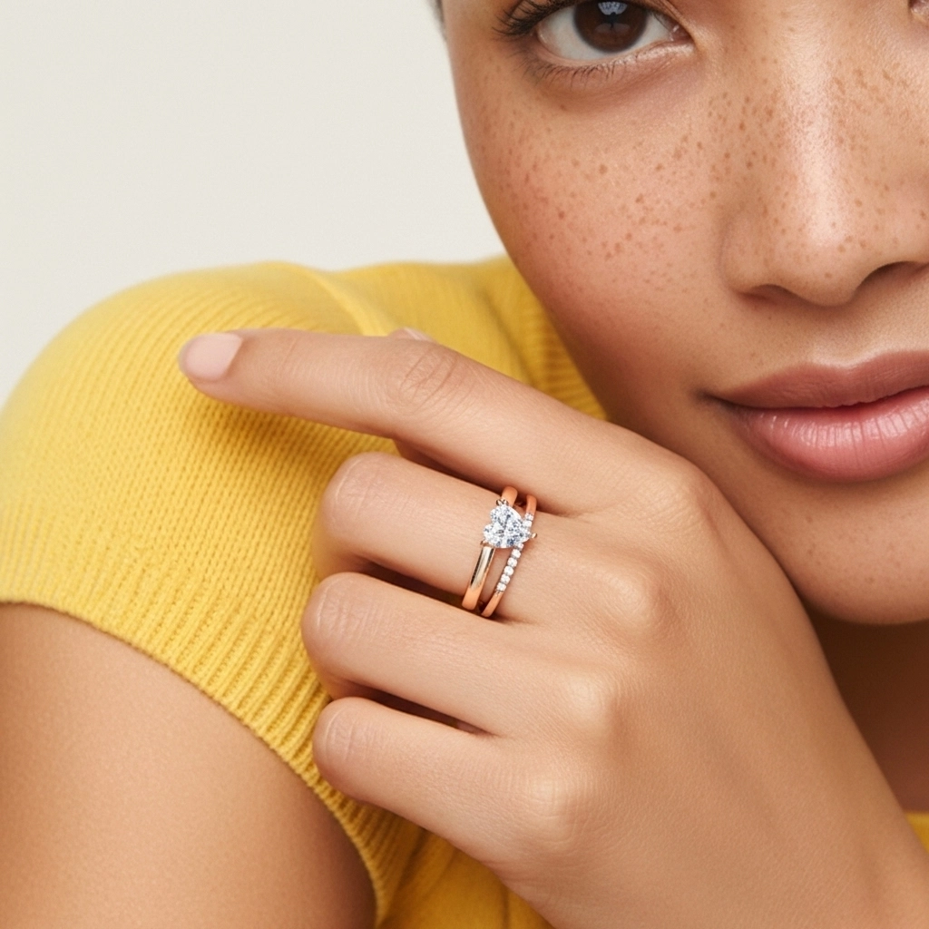 1.00ct Moissanite Ensemble d'alliances Argent sterling 925