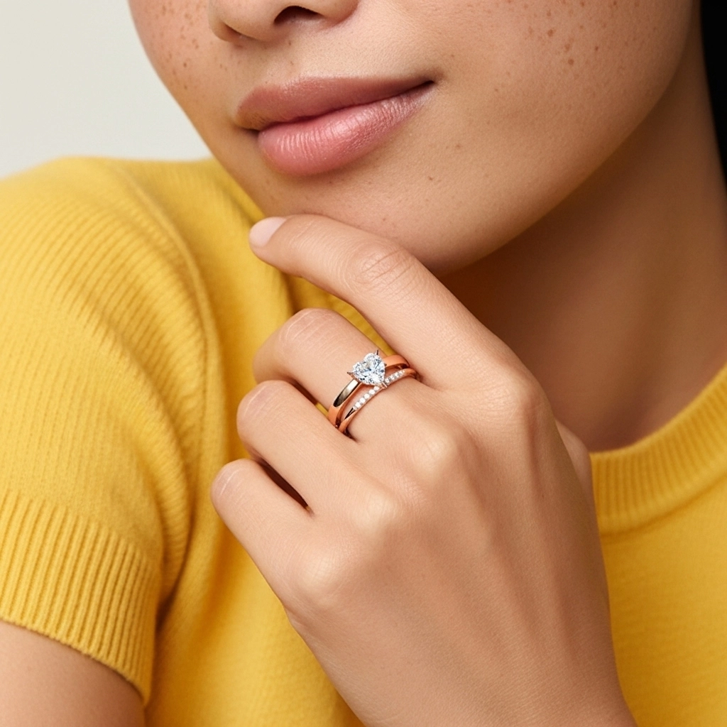 1.00ct Moissanite Ensemble d'alliances Argent sterling 925