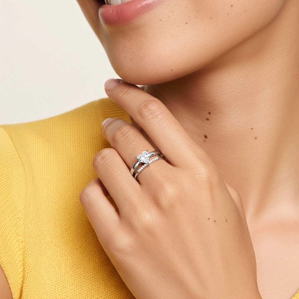 1.00ct Moissanite Ensemble d'alliances Argent sterling 925