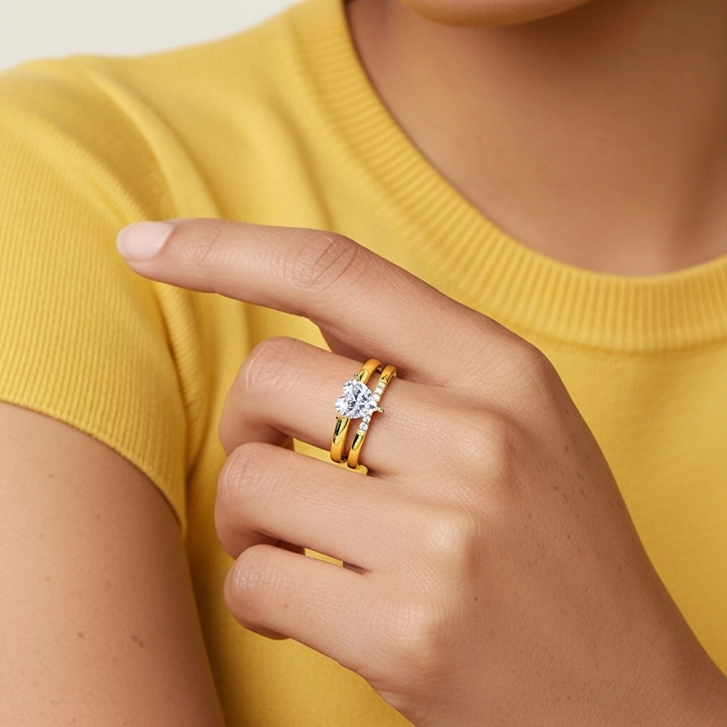 1.00ct Moissanite Ensemble d'alliances Argent sterling 925