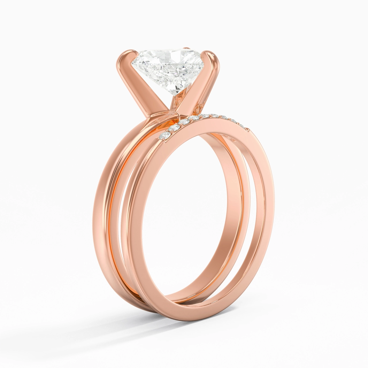 2.00ct Moissanite Ensemble d'alliances Or rose 14 carats
