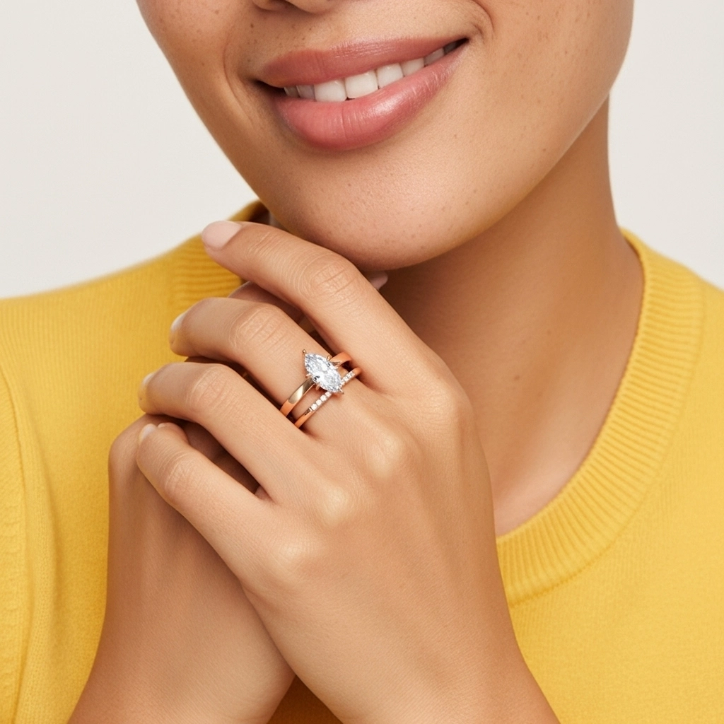 1.00ct Moissanite Ensemble d'alliances Or rose 18 carats