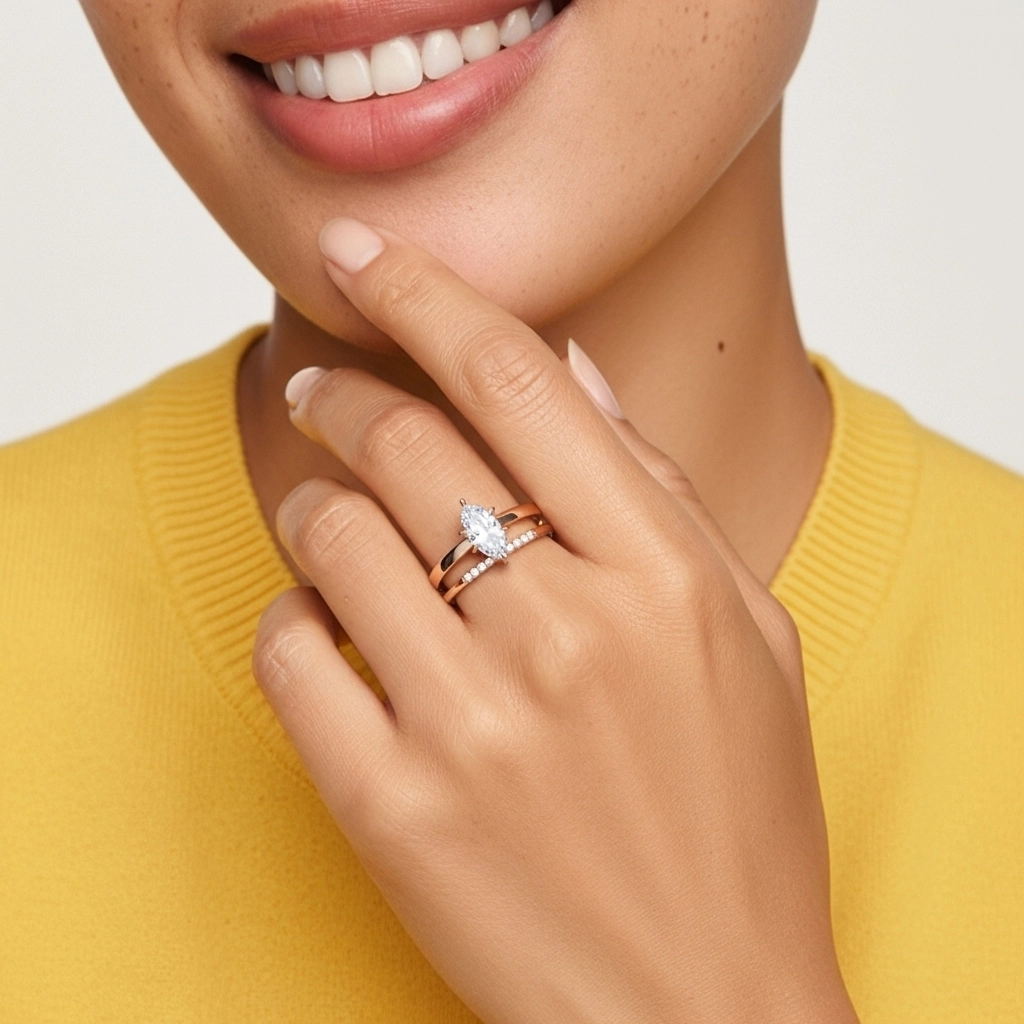 1.00ct Moissanite Ensemble d'alliances Or rose 18 carats