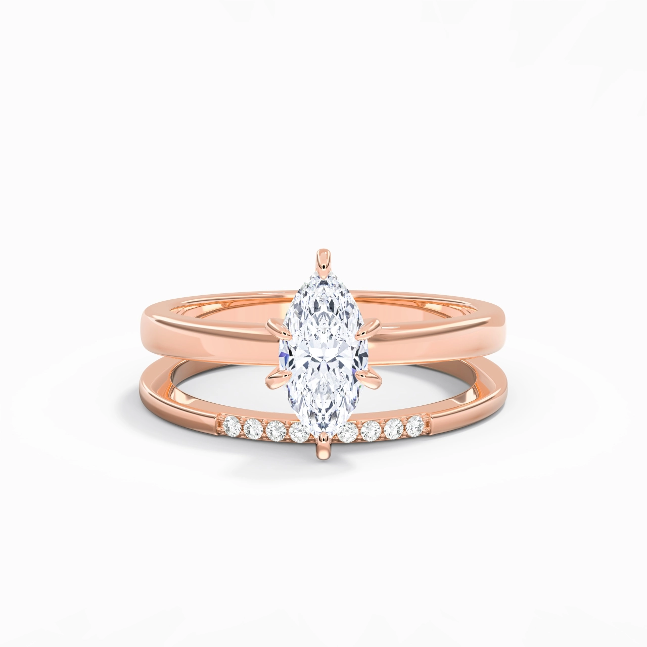 1.00ct Moissanite Wedding Ring Set 14K Rose Gold