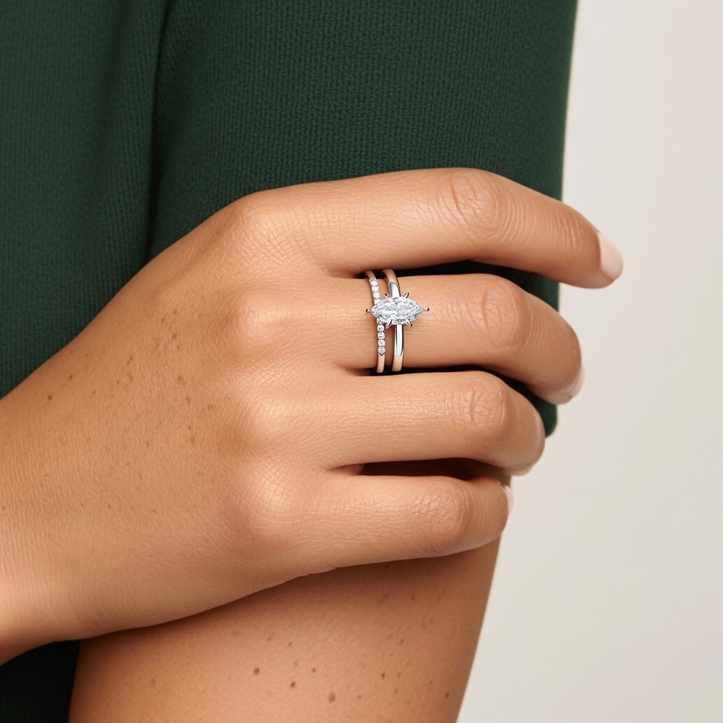 1.00ct Moissanite Ensemble d'alliances Argent sterling 925