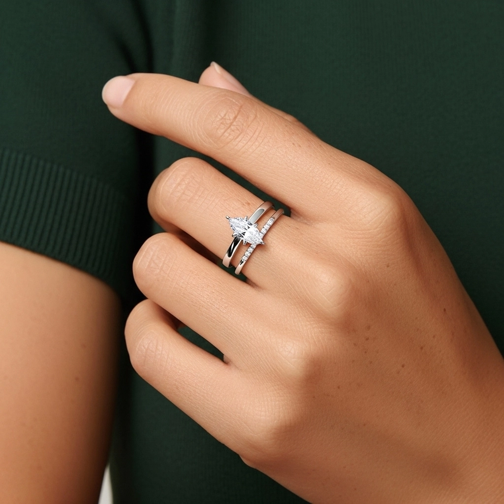 1.00ct Moissanite Ensemble d'alliances Argent sterling 925