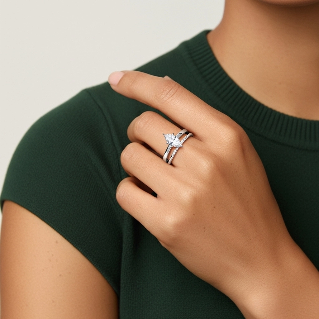 1.00ct Moissanite Ensemble d'alliances Argent sterling 925