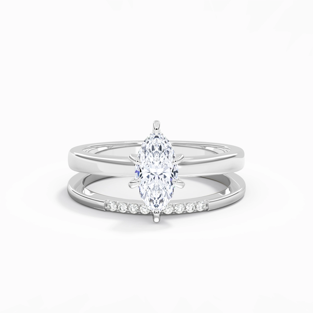 1.00ct Moissanite Wedding Ring Set 925 Sterling Silver
