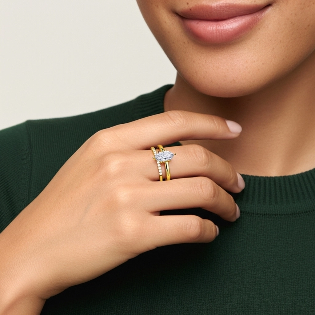 1.00ct Moissanite Ensemble d'alliances Argent sterling 925