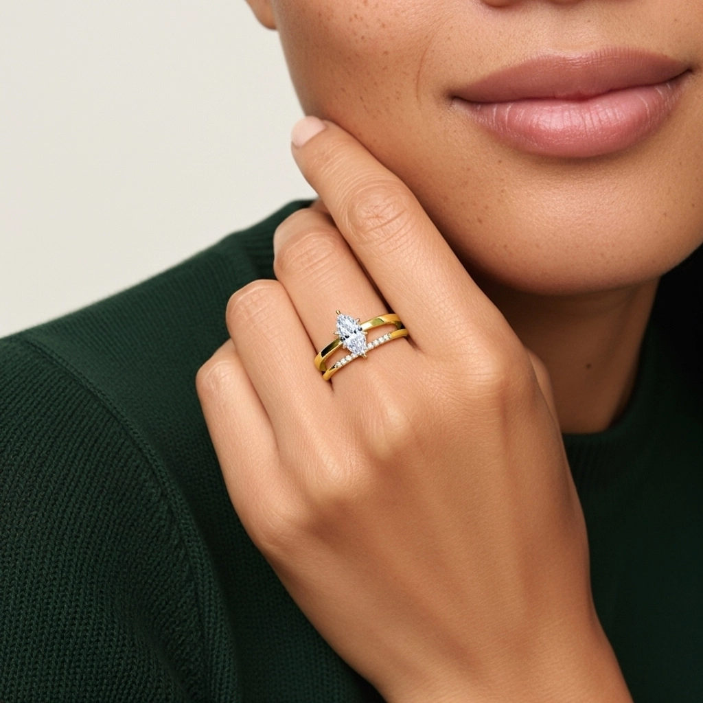 1.00ct Moissanite Ensemble d'alliances Argent sterling 925