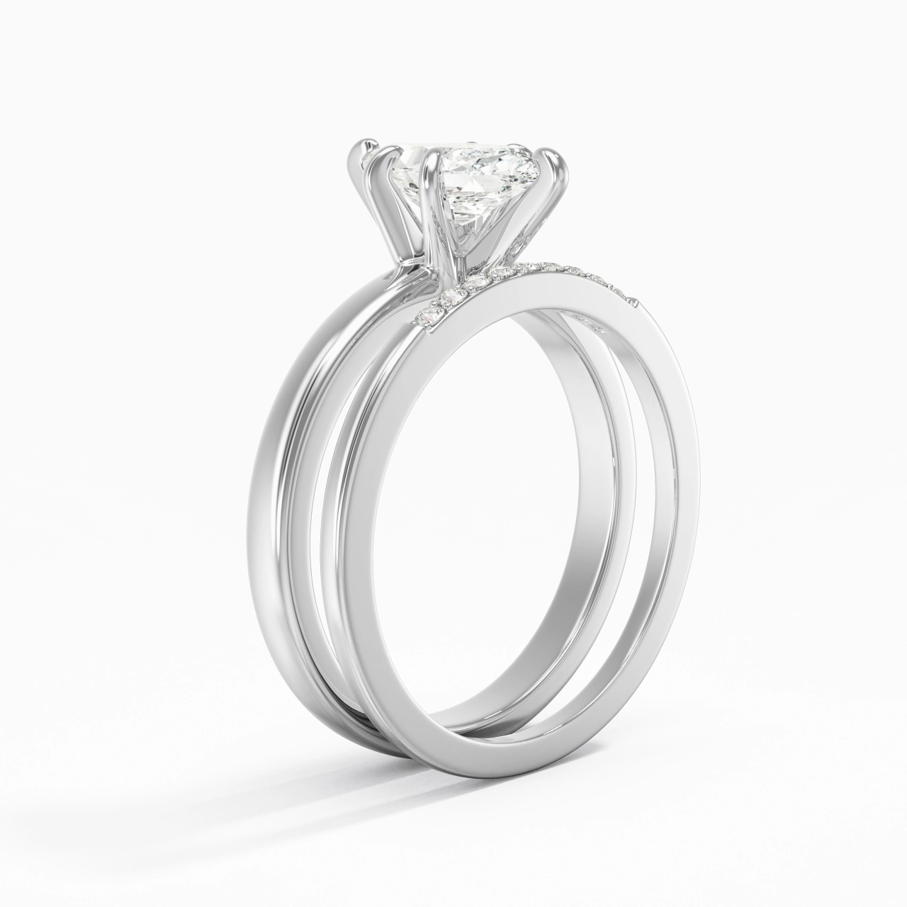 1.00ct Moissanite Wedding Ring Set 925 Sterling Silver