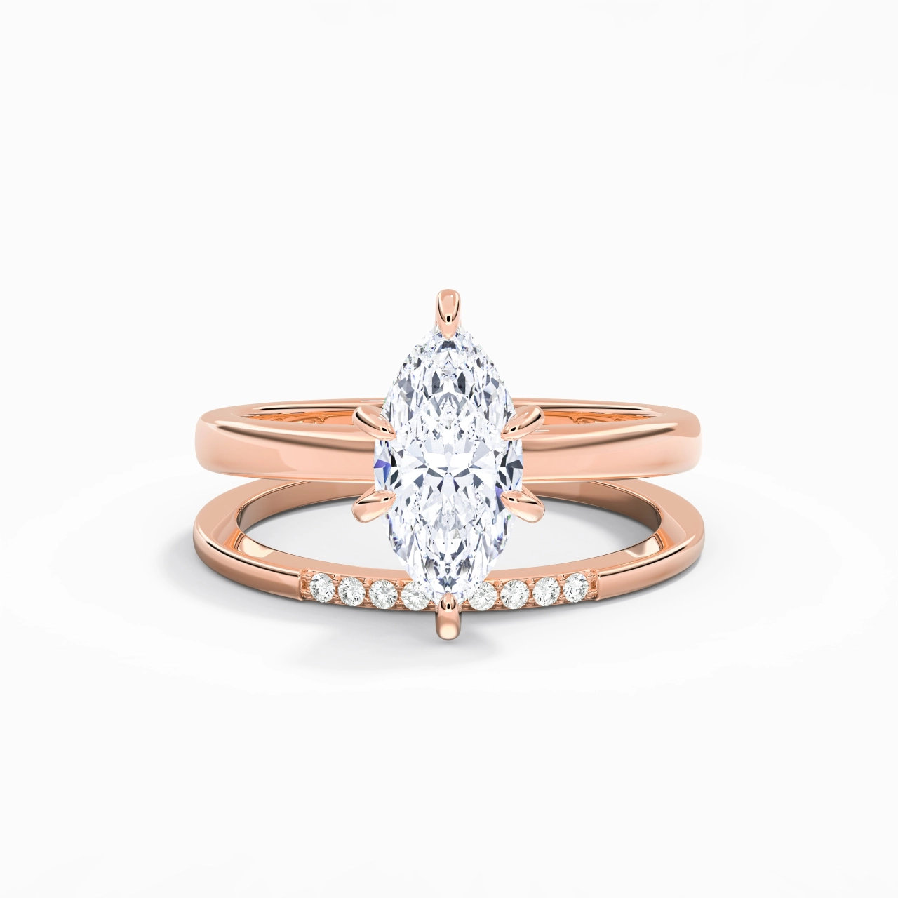 2.00ct Moissanite Wedding Ring Set 18K Rose Gold