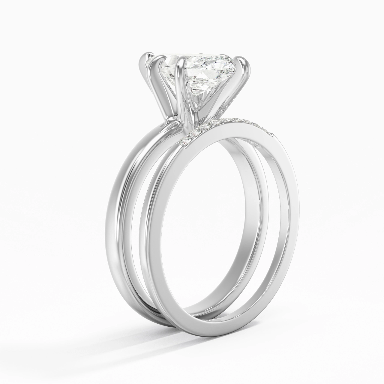 2.00ct Moissanite Wedding Ring Set Platinum
