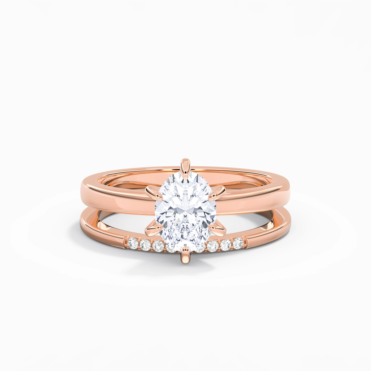 1.50ct Moissanite Wedding Ring Set 14K Rose Gold