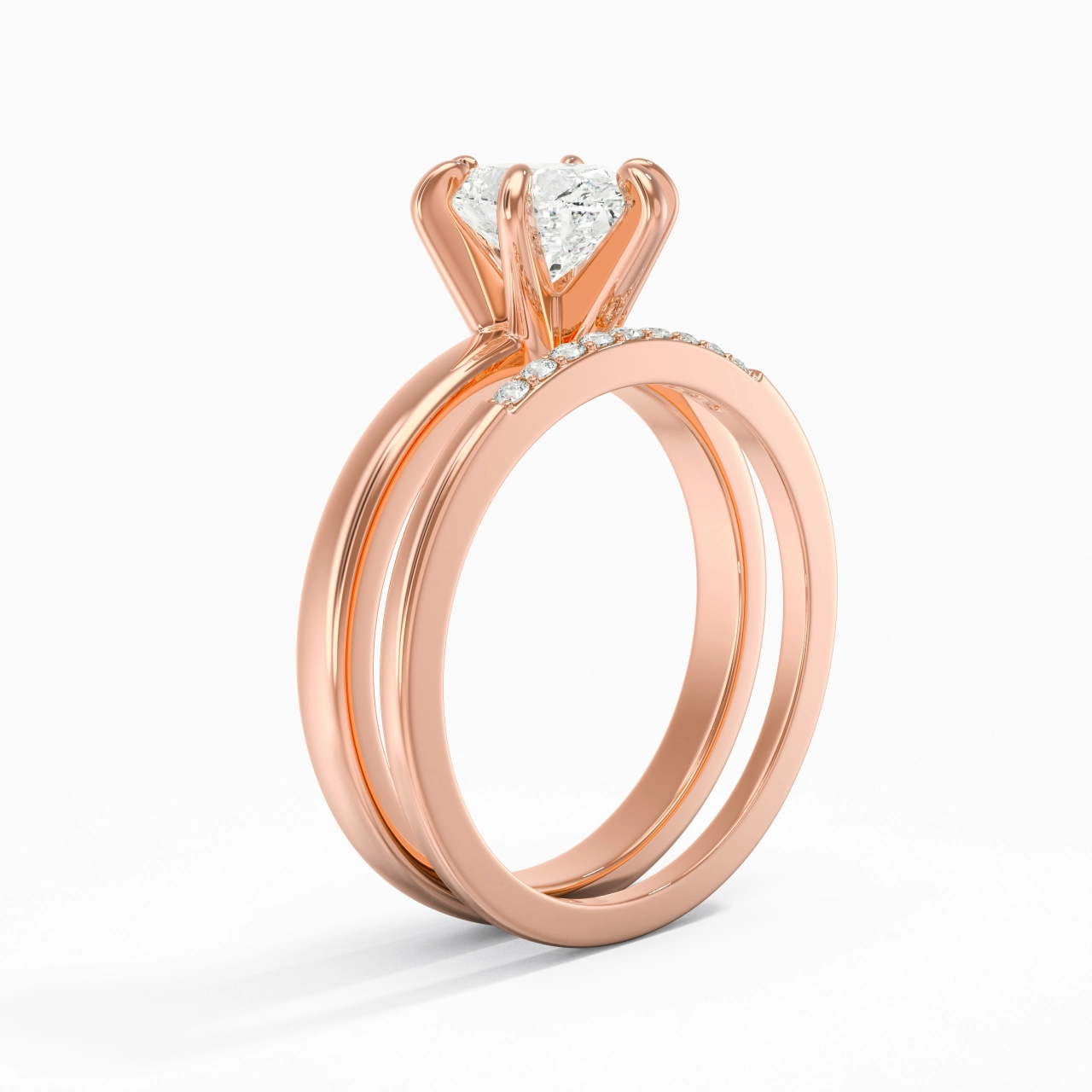 1.50ct Moissanite Wedding Ring Set 14K Rose Gold