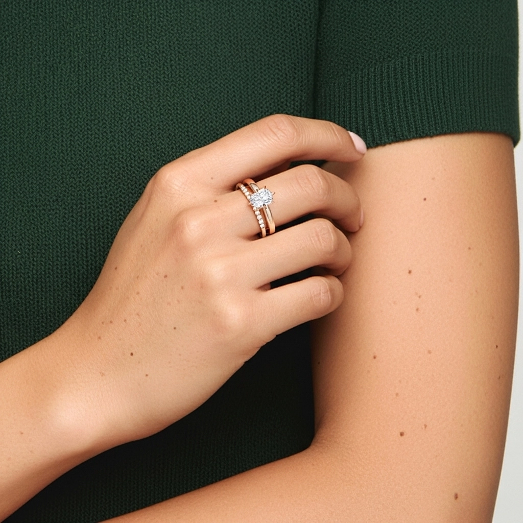 1.00ct Moissanite Ensemble d'alliances Argent sterling 925