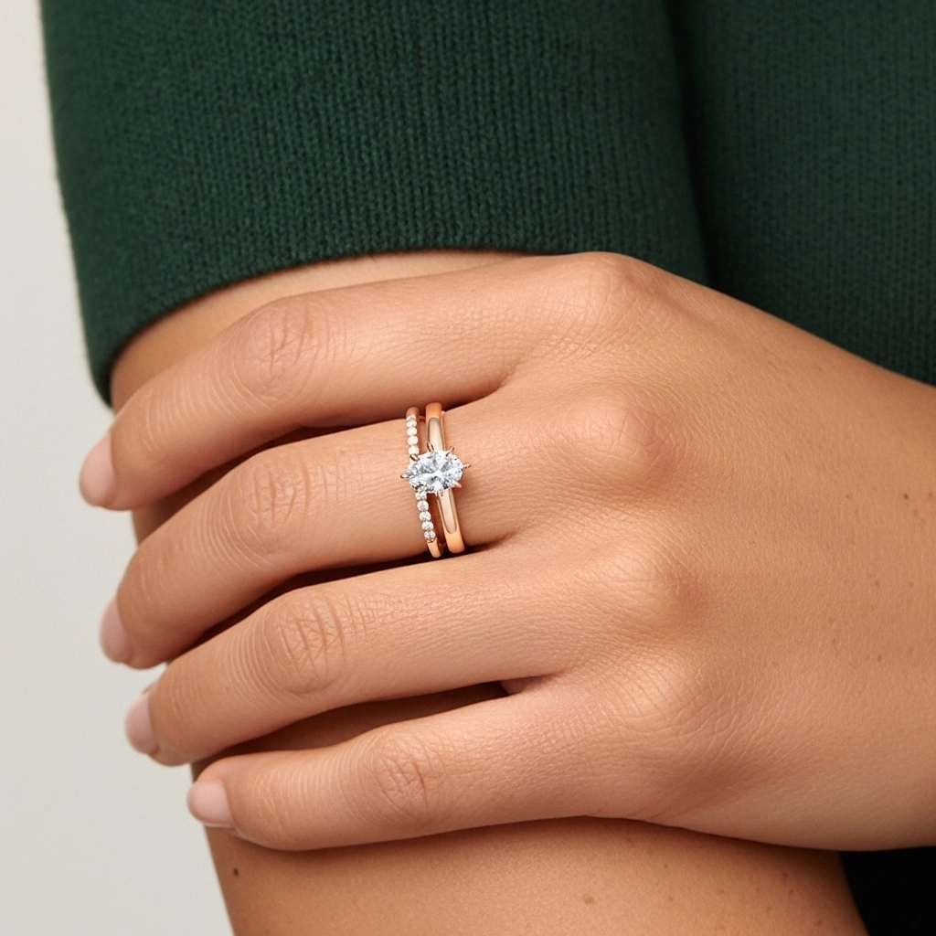 1.00ct Moissanite Ensemble d'alliances Argent sterling 925