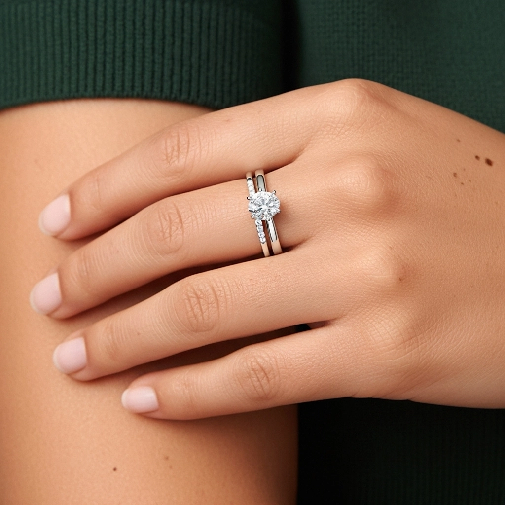 1.00ct Moissanite Ensemble d'alliances Argent sterling 925