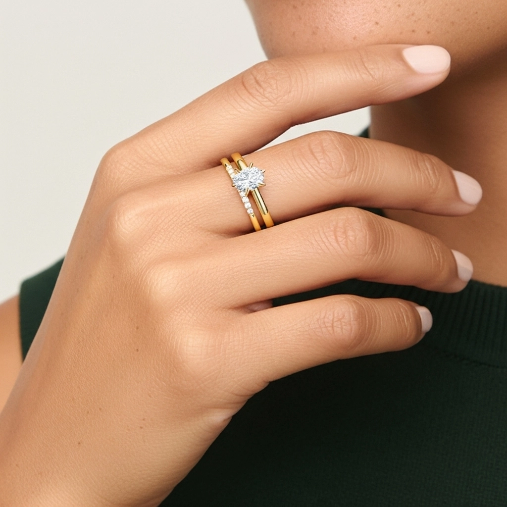 1.00ct Moissanite Ensemble d'alliances Argent sterling 925