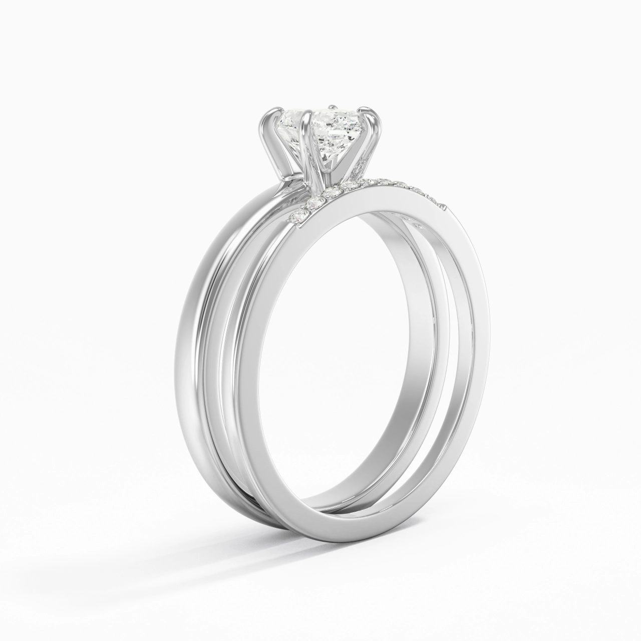 1.00ct Moissanite Wedding Ring Set 925 Sterling Silver