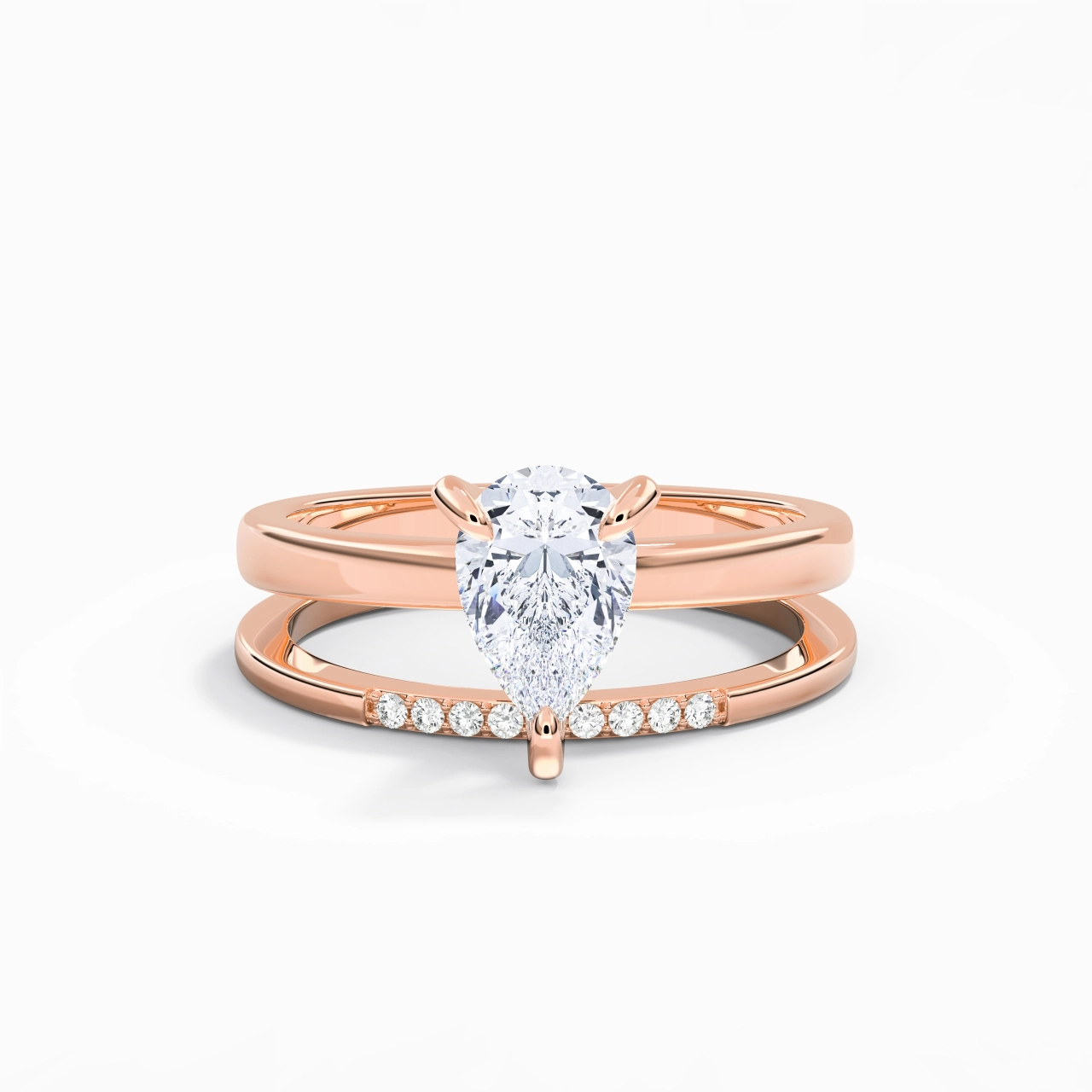 1.50ct Moissanite Wedding Ring Set 14K Rose Gold