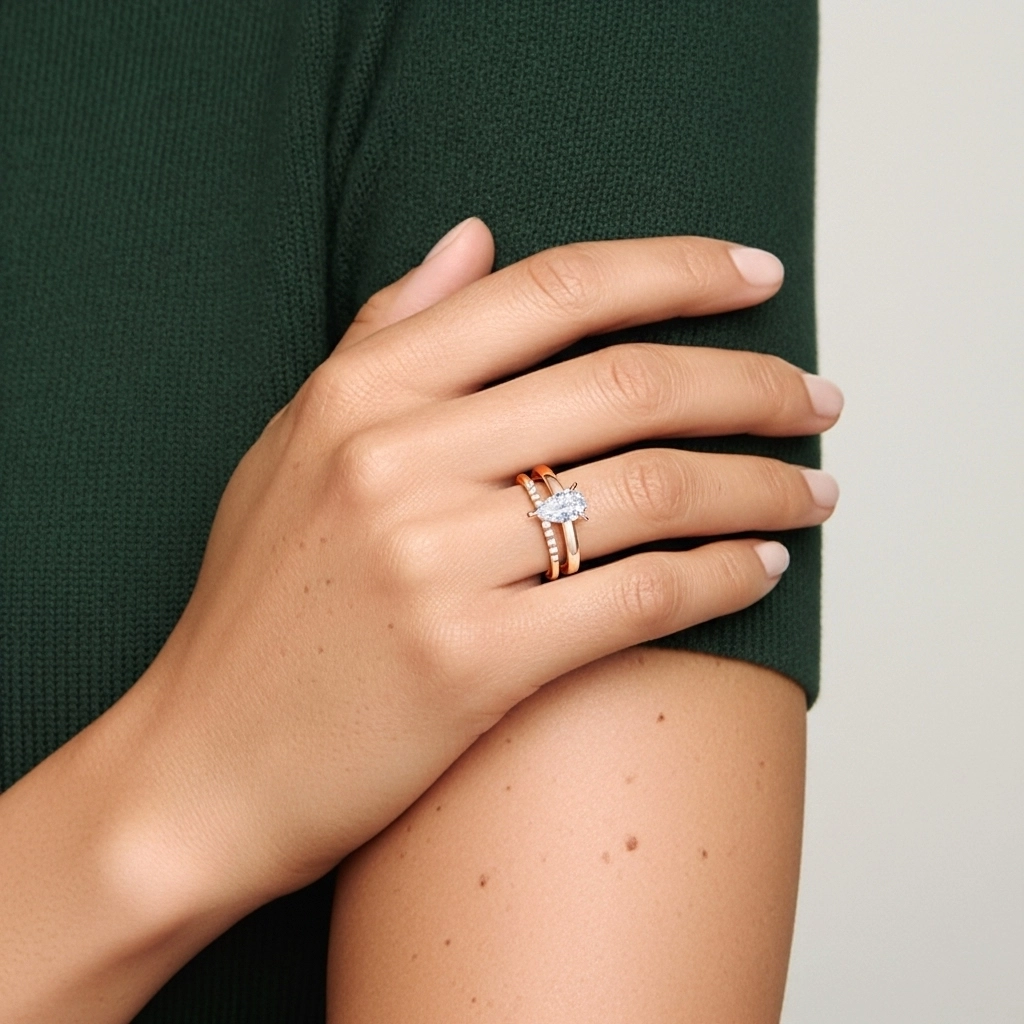 1.00ct Moissanite Ensemble d'alliances Argent sterling 925