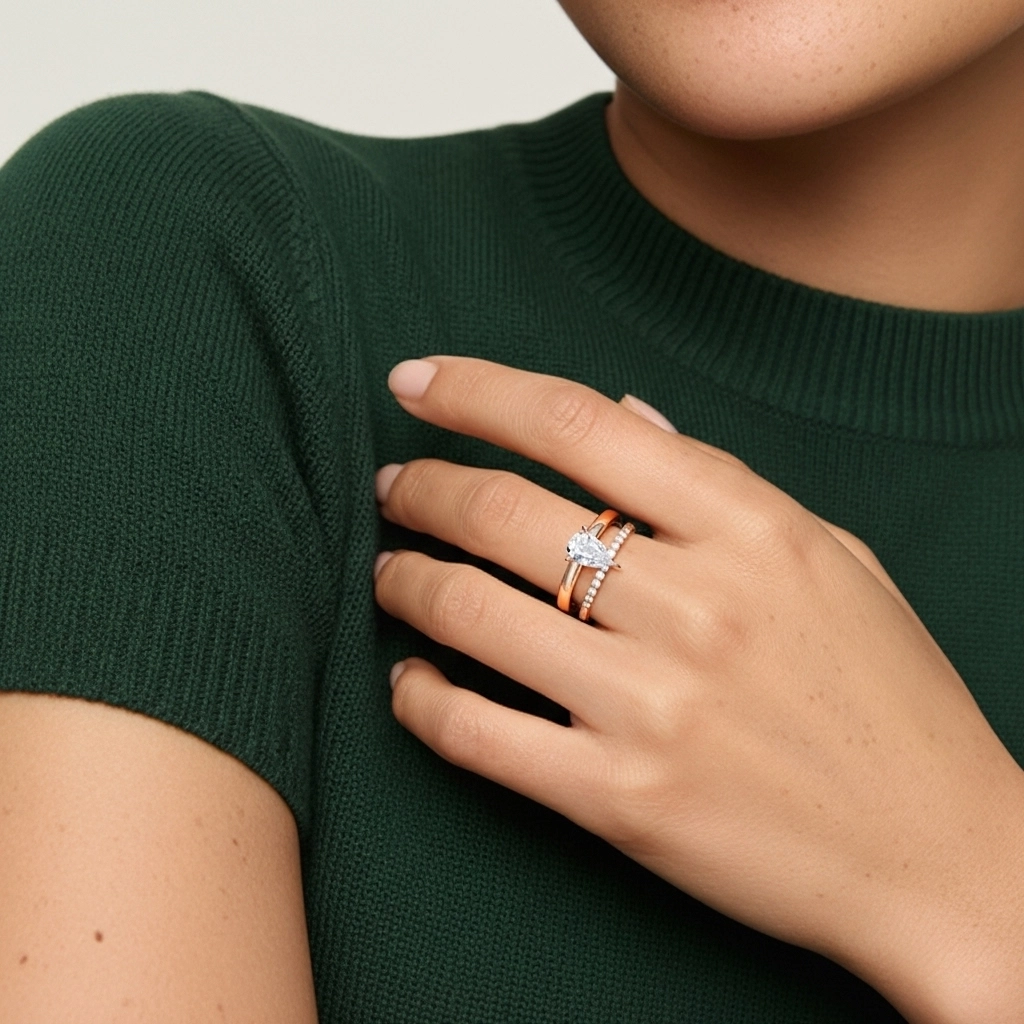 1.00ct Moissanite Ensemble d'alliances Argent sterling 925