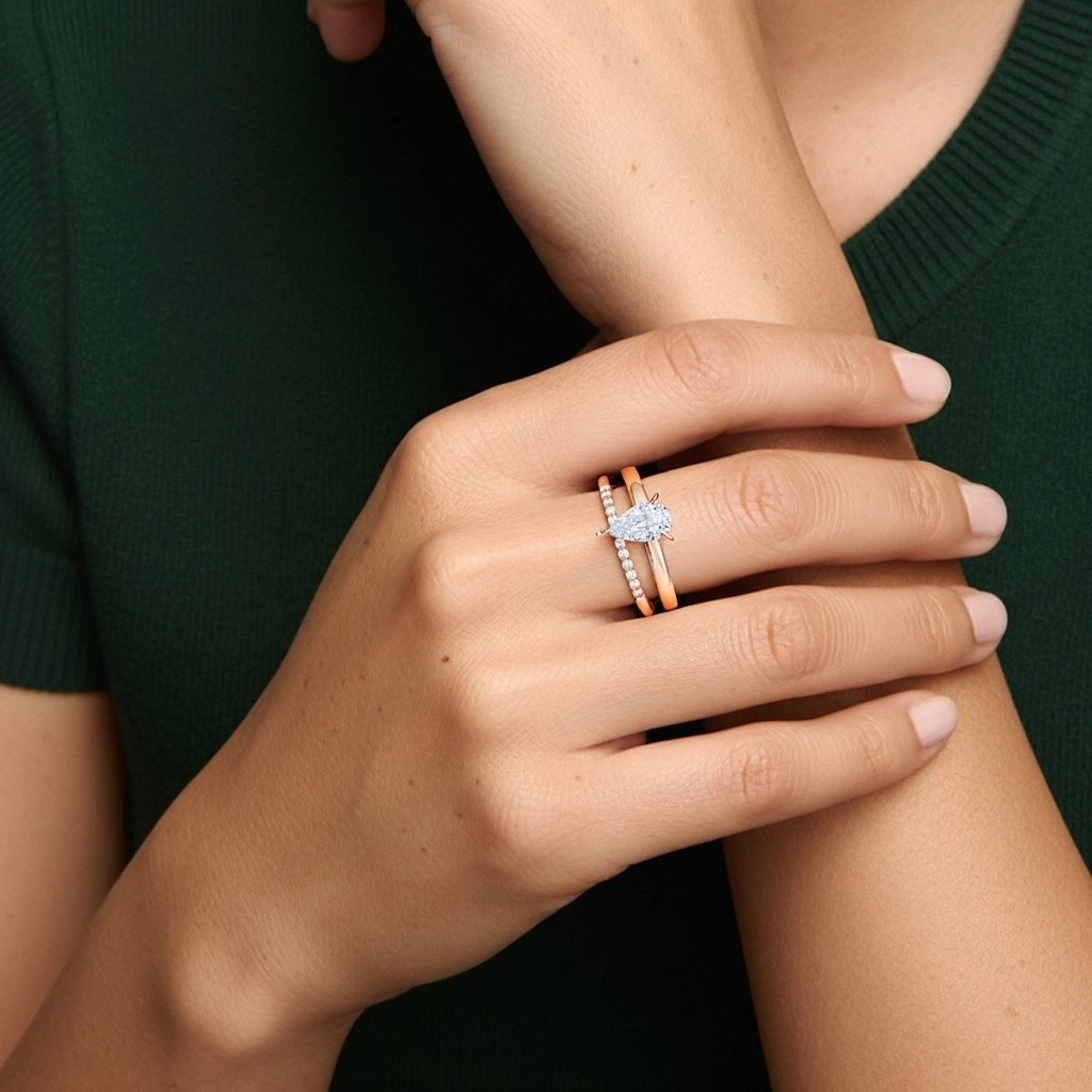 1.00ct Moissanite Ensemble d'alliances Argent sterling 925