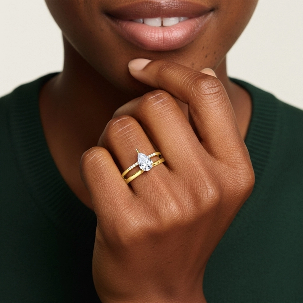 1.00ct Moissanite Ensemble d'alliances Argent sterling 925