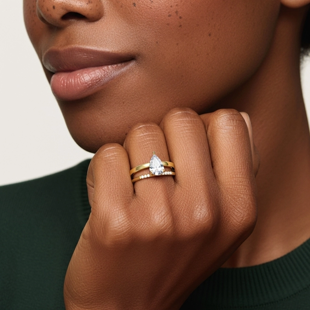 1.00ct Moissanite Ensemble d'alliances Argent sterling 925