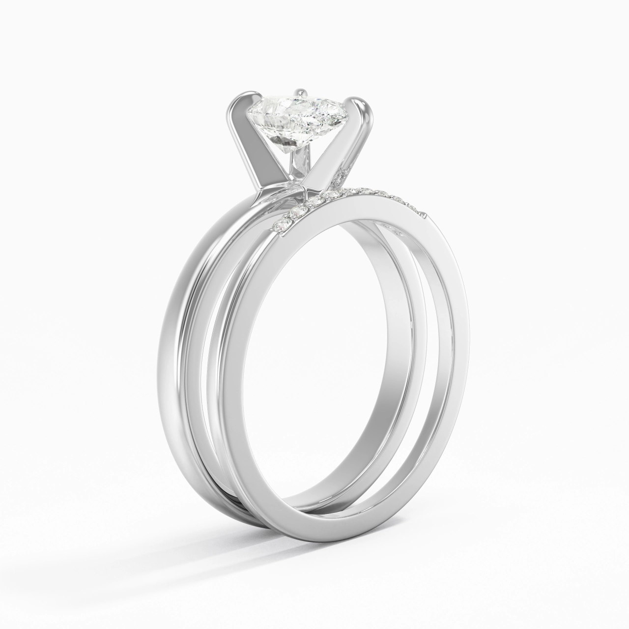 1.00ct Moissanite Wedding Ring Set 925 Sterling Silver