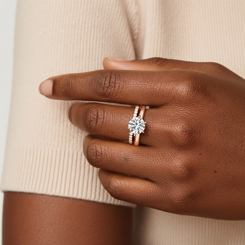 1.00ct Moissanite Ensemble d'alliances Or rose 18 carats