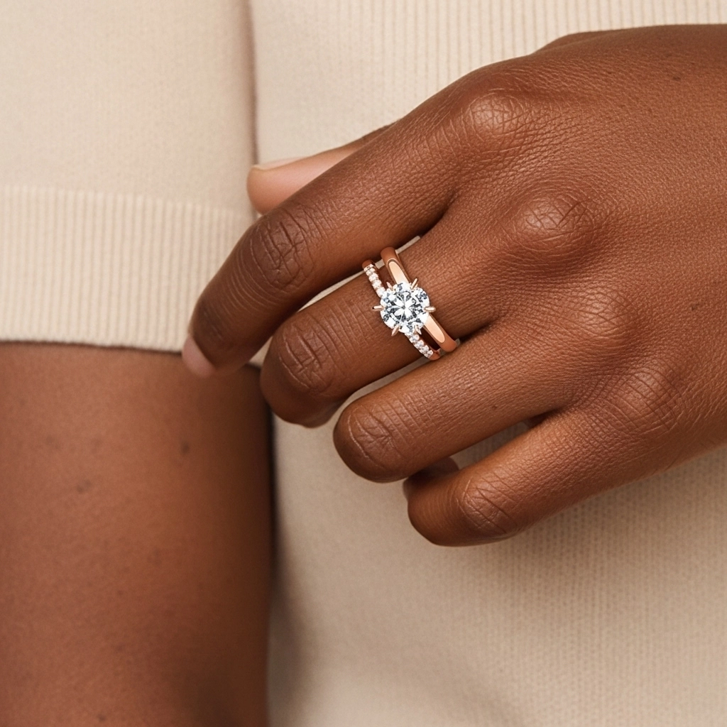 1.00ct Moissanite Ensemble d'alliances Or rose 18 carats