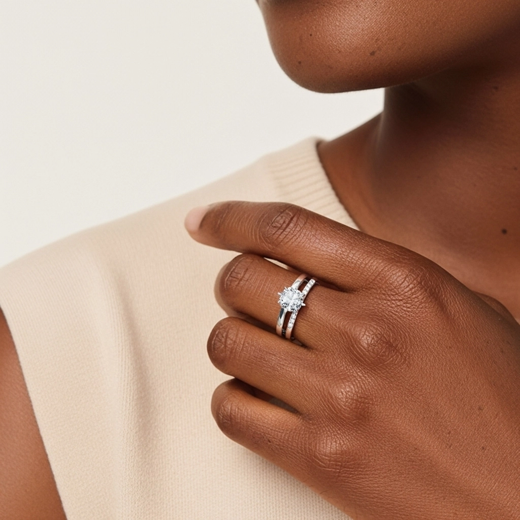 1.00ct Moissanite Ensemble d'alliances Or blanc 14 carats