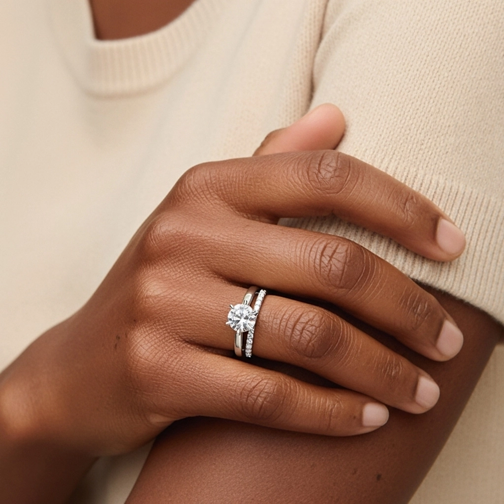 1.00ct Moissanite Ensemble d'alliances Or blanc 14 carats