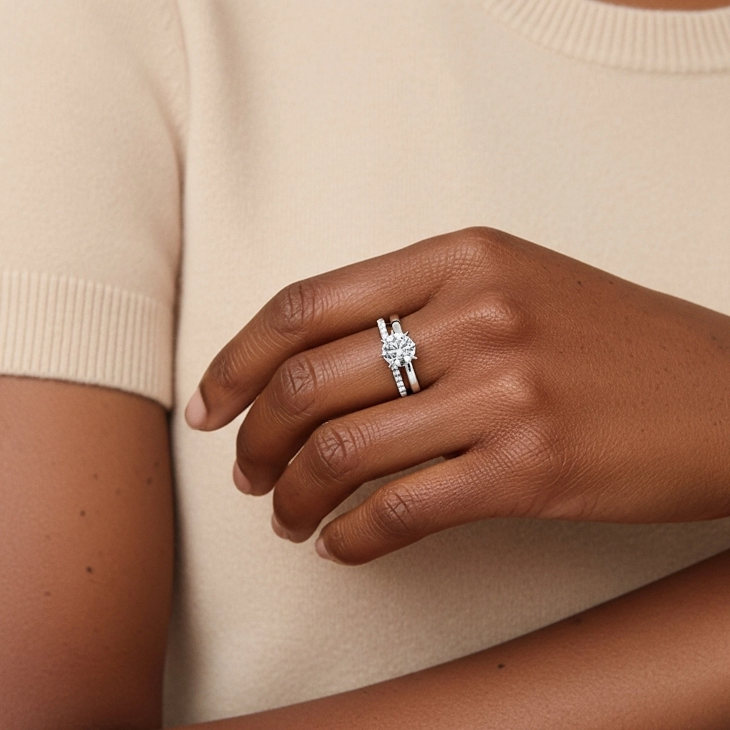 1.00ct Moissanite Ensemble d'alliances Or blanc 14 carats